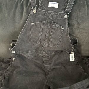 Old Navy Black Denim Short Overalls